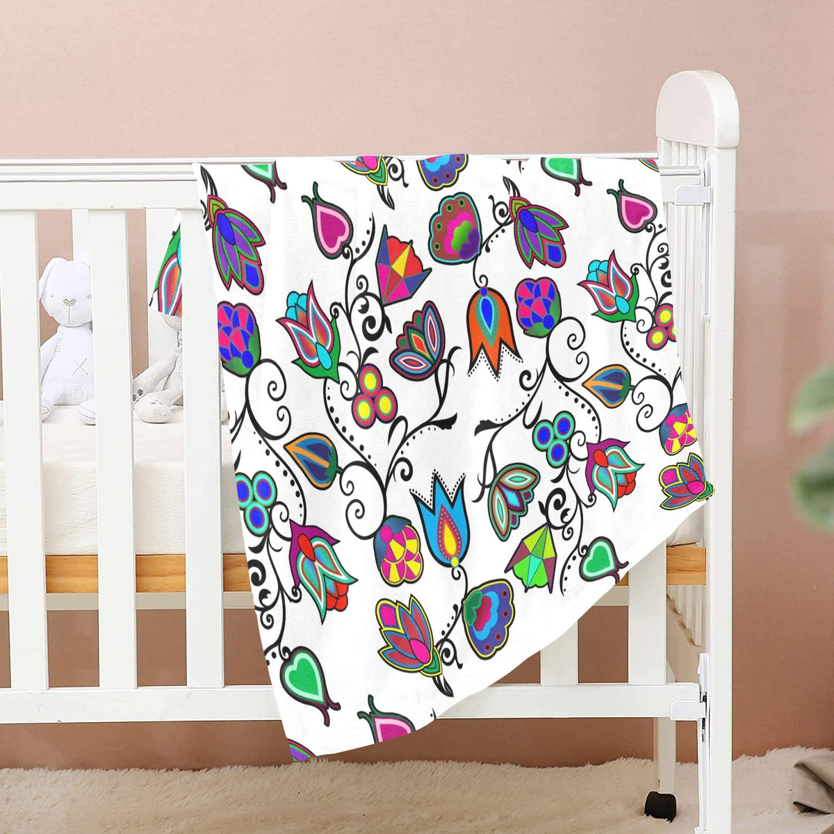 Indigenous Paisley White Small Baby Blanket by 49 Dzine (image 2)
