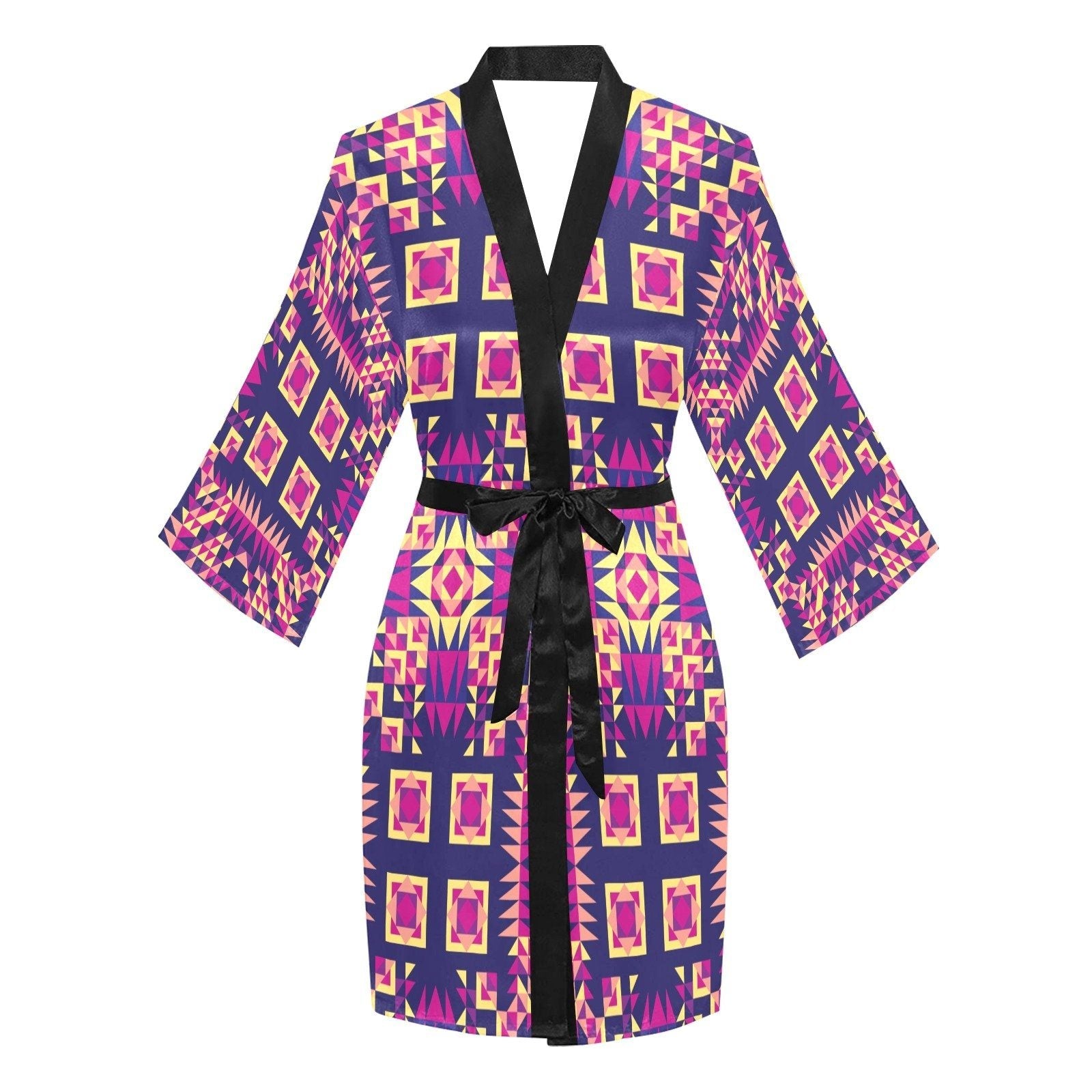 Kaleidoscope Bleu Long Sleeve Kimono Robe Long Sleeve Kimono Robe e-joyer 