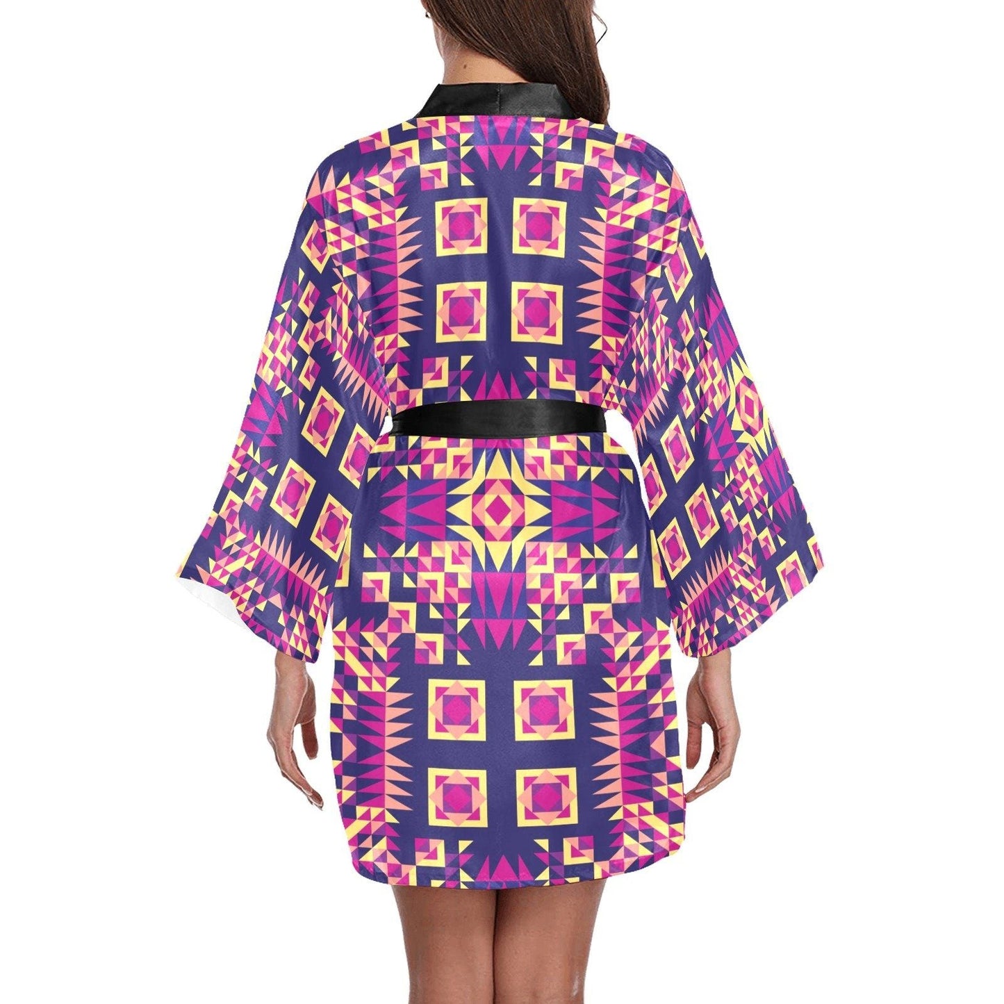 Kaleidoscope Bleu Long Sleeve Kimono Robe Long Sleeve Kimono Robe e-joyer 