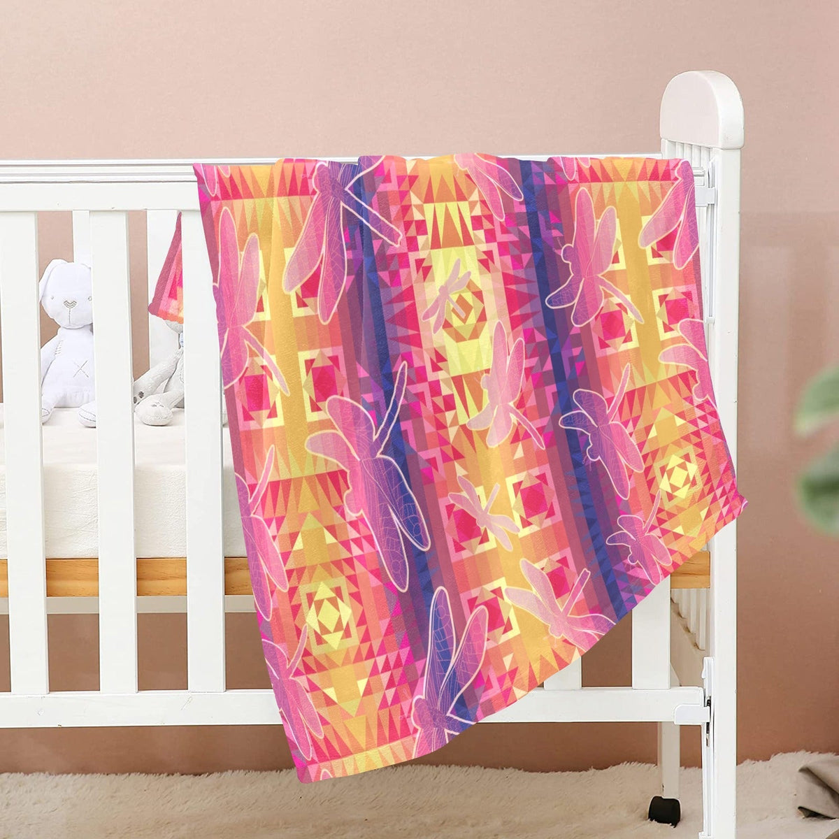 Kaleidoscope Dragonfly Large Baby Blanket by 49 Dzine (image 2)