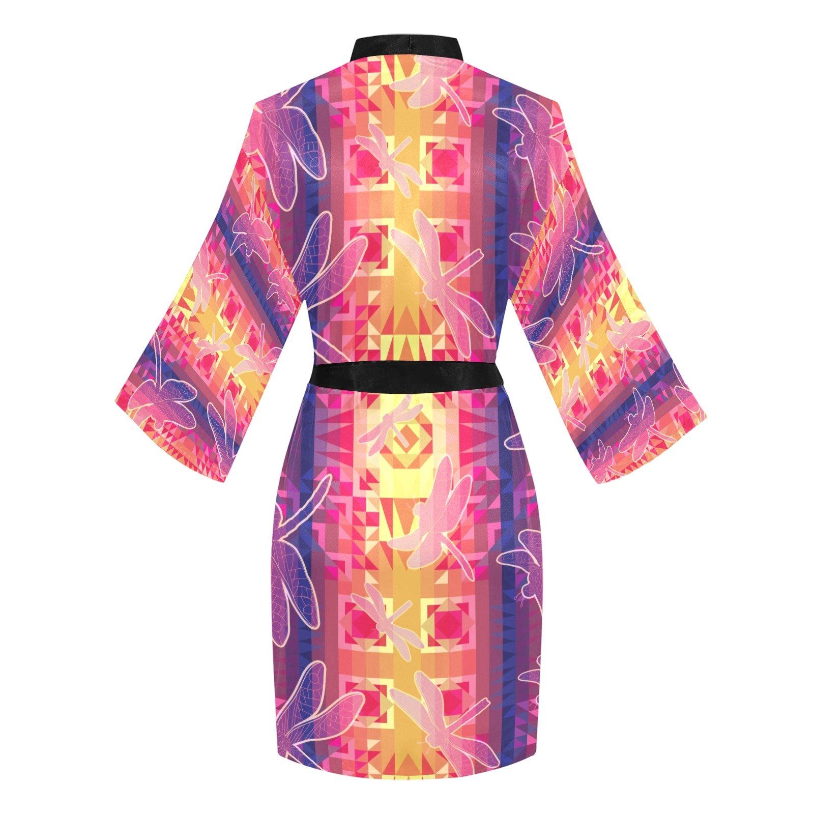 Kaleidoscope Dragonfly Long Sleeve Kimono Robe Long Sleeve Kimono Robe e-joyer 