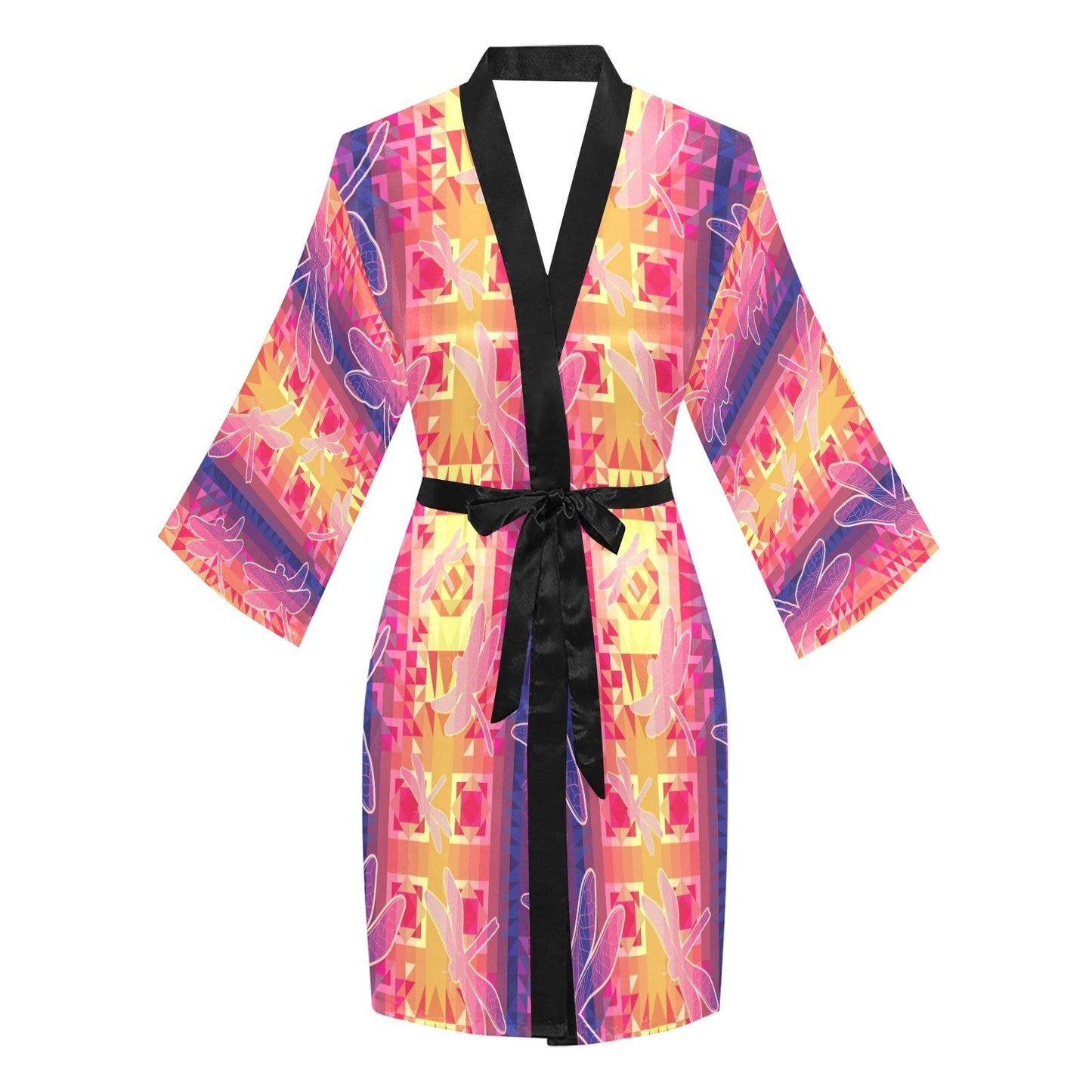 Kaleidoscope Dragonfly Long Sleeve Kimono Robe Long Sleeve Kimono Robe e-joyer 