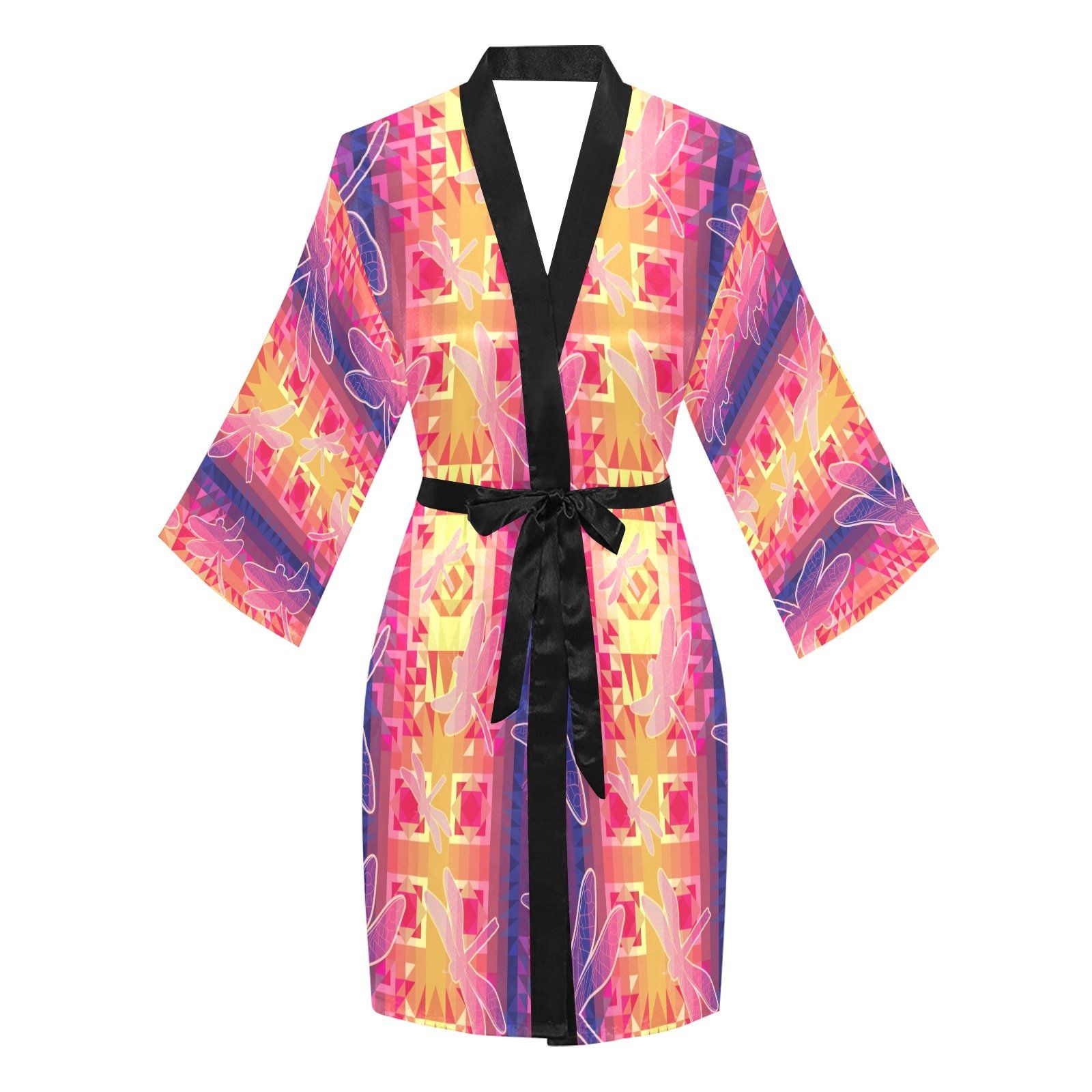 Kaleidoscope Dragonfly Long Sleeve Kimono Robe Long Sleeve Kimono Robe e-joyer 