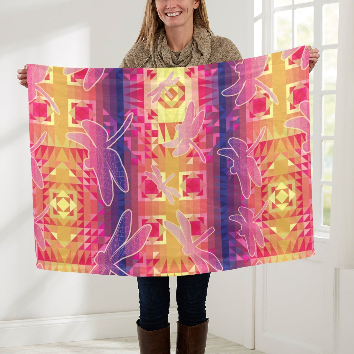 Kaleidoscope Dragonfly Small Baby Blanket by 49 Dzine