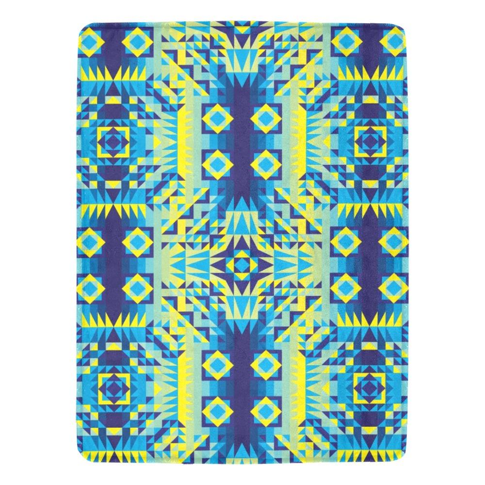 Kaleidoscope Jaune Bleu Ultra-Soft Micro Fleece Blanket 60"x80" Ultra-Soft Blanket 60''x80'' e-joyer 