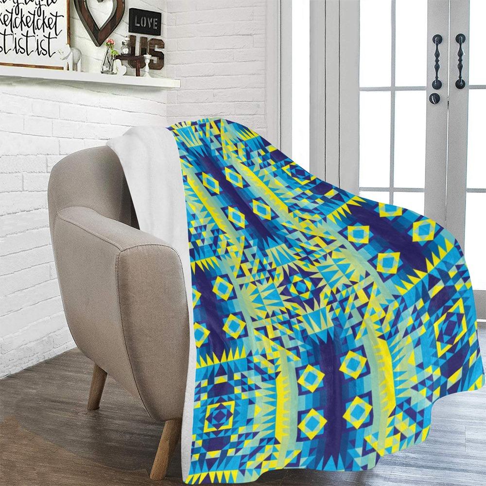Kaleidoscope Jaune Bleu Ultra-Soft Micro Fleece Blanket 60"x80" Ultra-Soft Blanket 60''x80'' e-joyer 