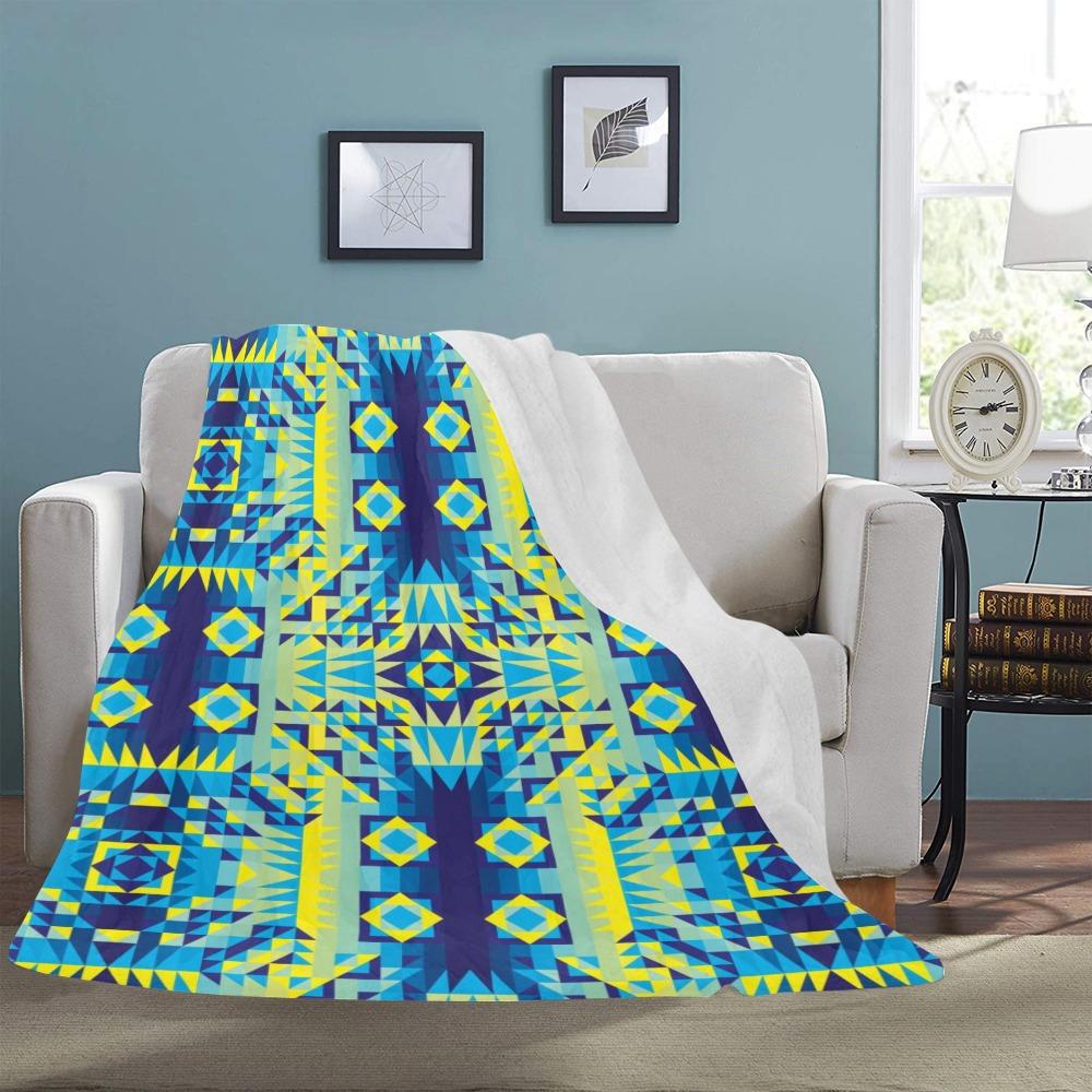 Kaleidoscope Jaune Bleu Ultra-Soft Micro Fleece Blanket 60"x80" Ultra-Soft Blanket 60''x80'' e-joyer 