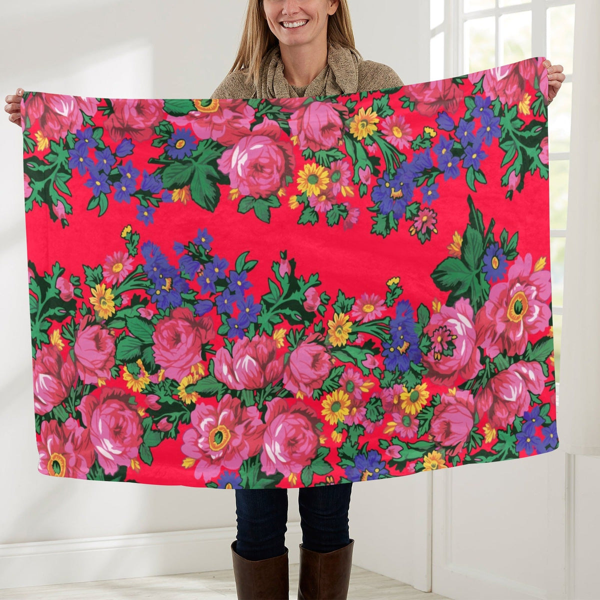 Kokum's Revenge Dahlia Large Baby Blanket by 49 Dzine
