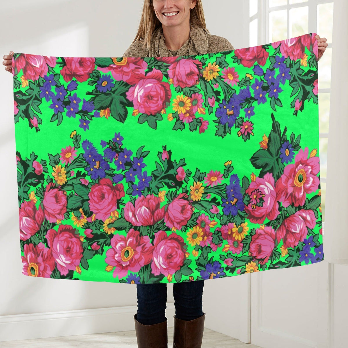 Kokum's Revenge Green Large Baby Blanket by 49 Dzine