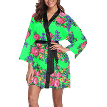 Load image into Gallery viewer, Kokum&#39;s Revenge Green Long Sleeve Kimono Robe Long Sleeve Kimono Robe e-joyer 
