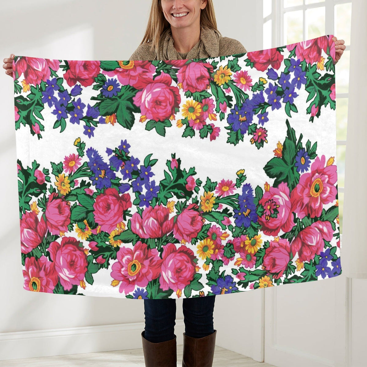 Kokum's Revenge White Large Baby Blanket by 49 Dzine