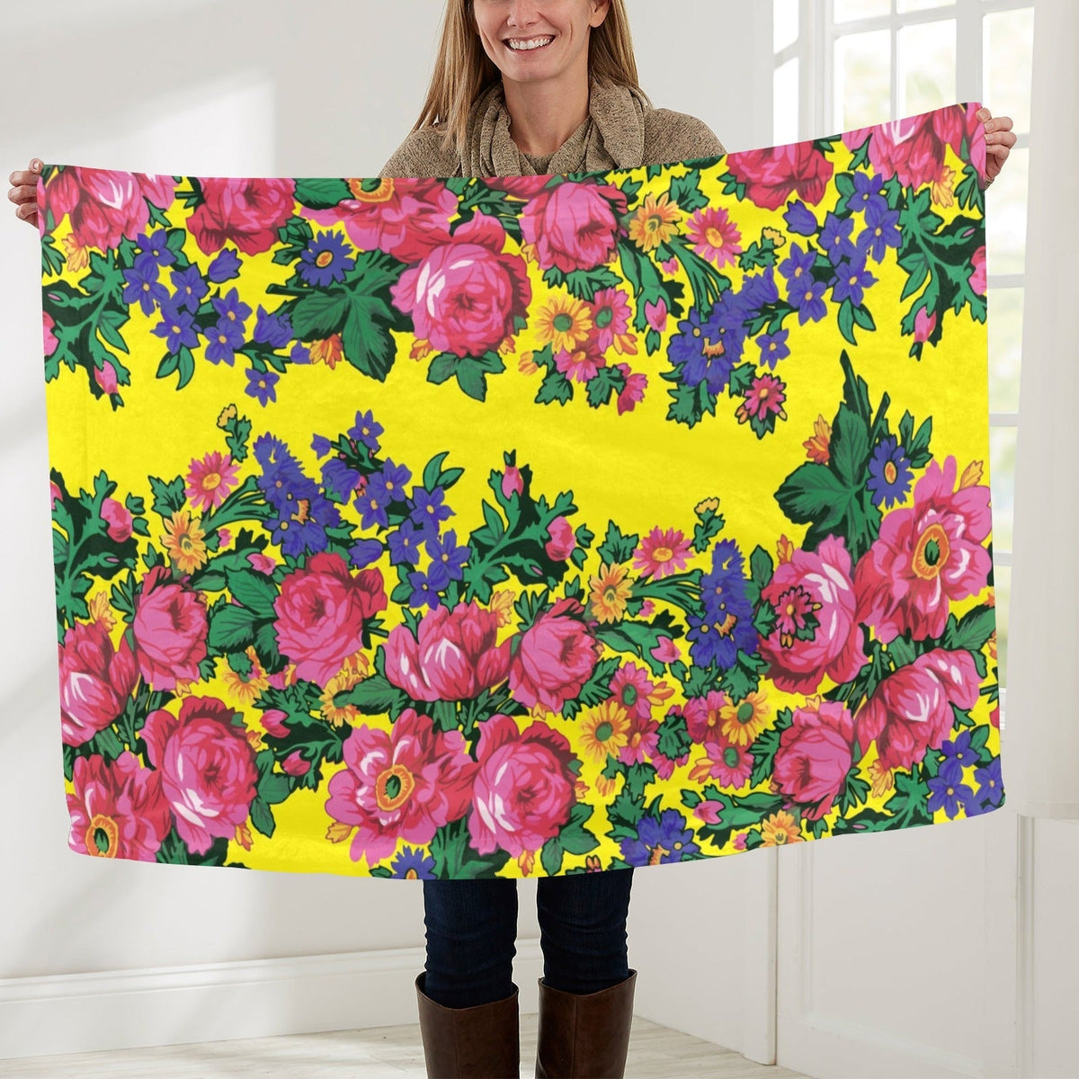 Kokum's Revenge Yellow Large Baby Blanket by 49 Dzine