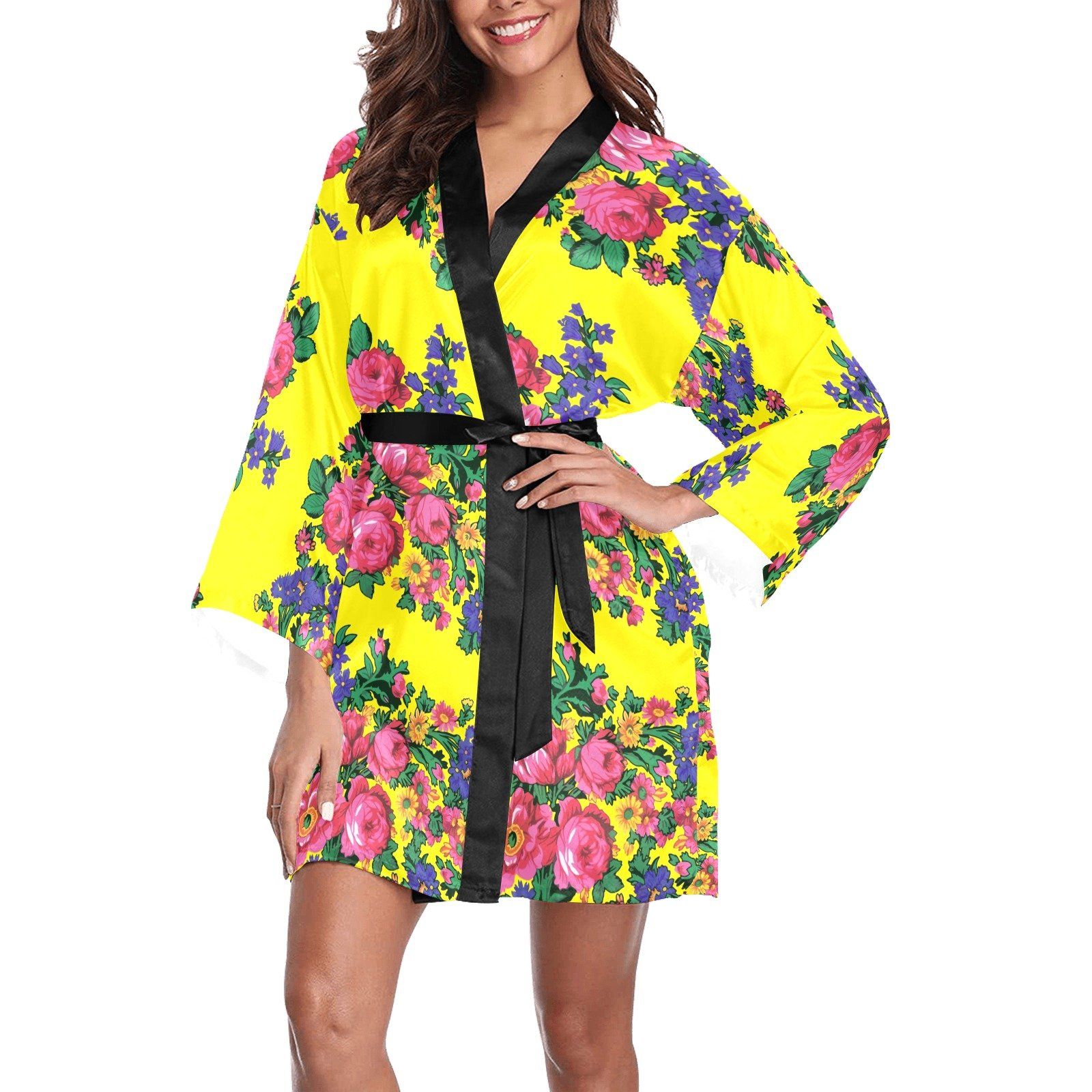 Kokum's Revenge Yellow Long Sleeve Kimono Robe Long Sleeve Kimono Robe e-joyer 