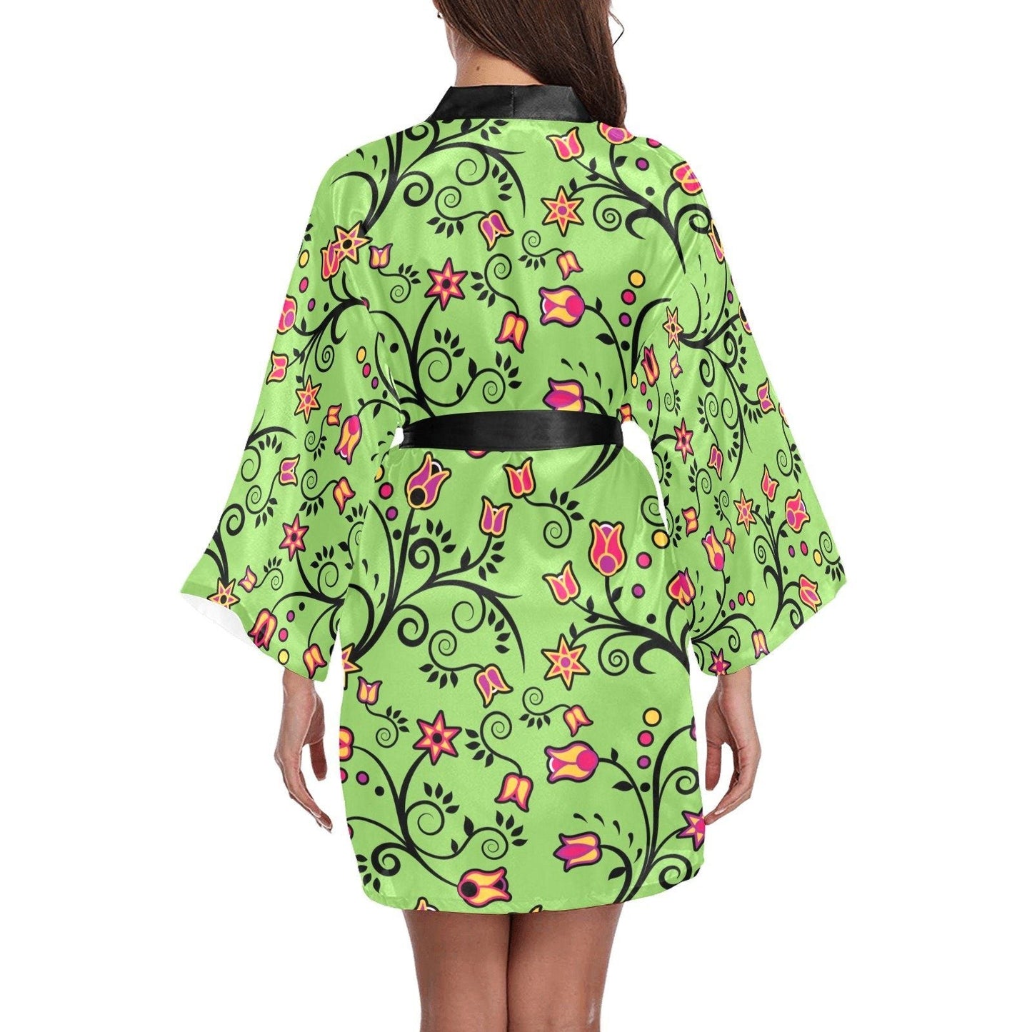 LightGreen Yellow Star Long Sleeve Kimono Robe Long Sleeve Kimono Robe e-joyer 