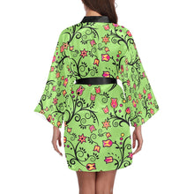 Load image into Gallery viewer, LightGreen Yellow Star Long Sleeve Kimono Robe Long Sleeve Kimono Robe e-joyer 
