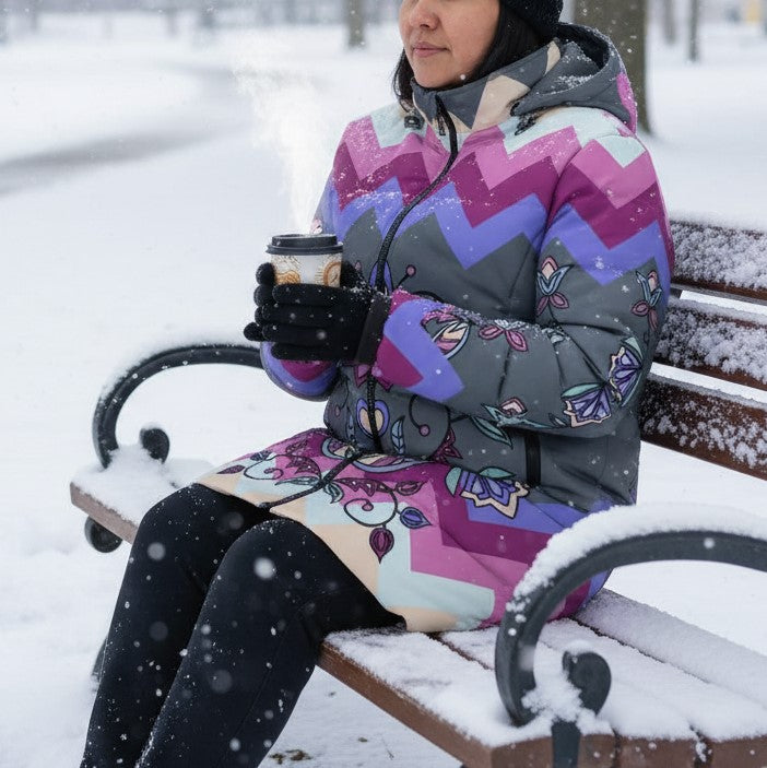 Moonlit Frost Women's Hooded Puffer Coat