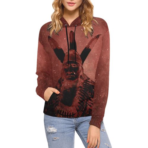 Native Man Sierra All Over Print Hoodie for Women (USA Size) (Model H13) All Over Print Hoodie for Women (H13) e-joyer 