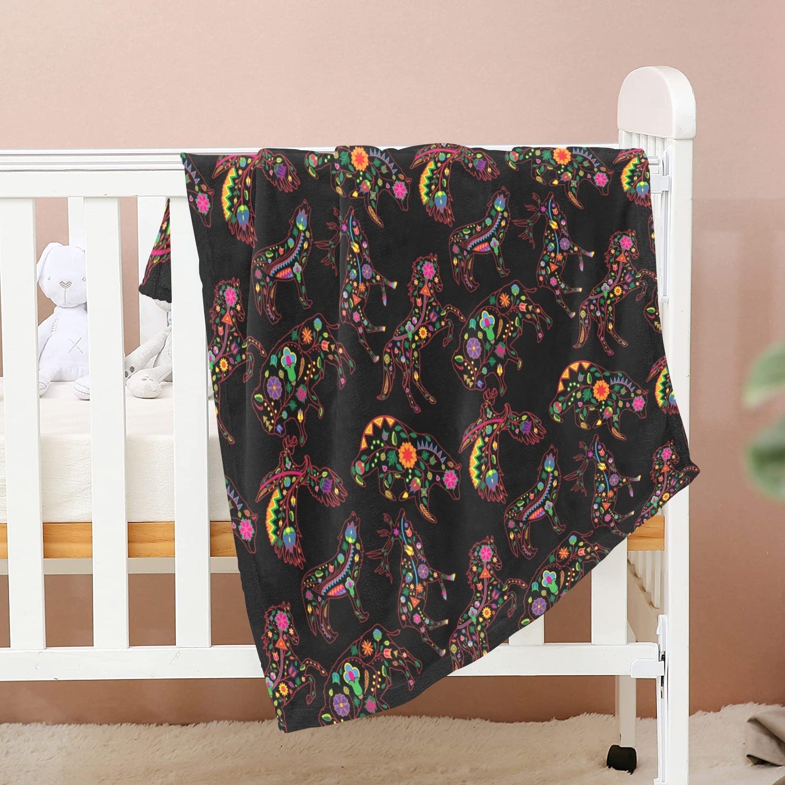 Neon Floral Animals Baby Blanket 40"x50" Baby Blanket 40"x50" e-joyer 