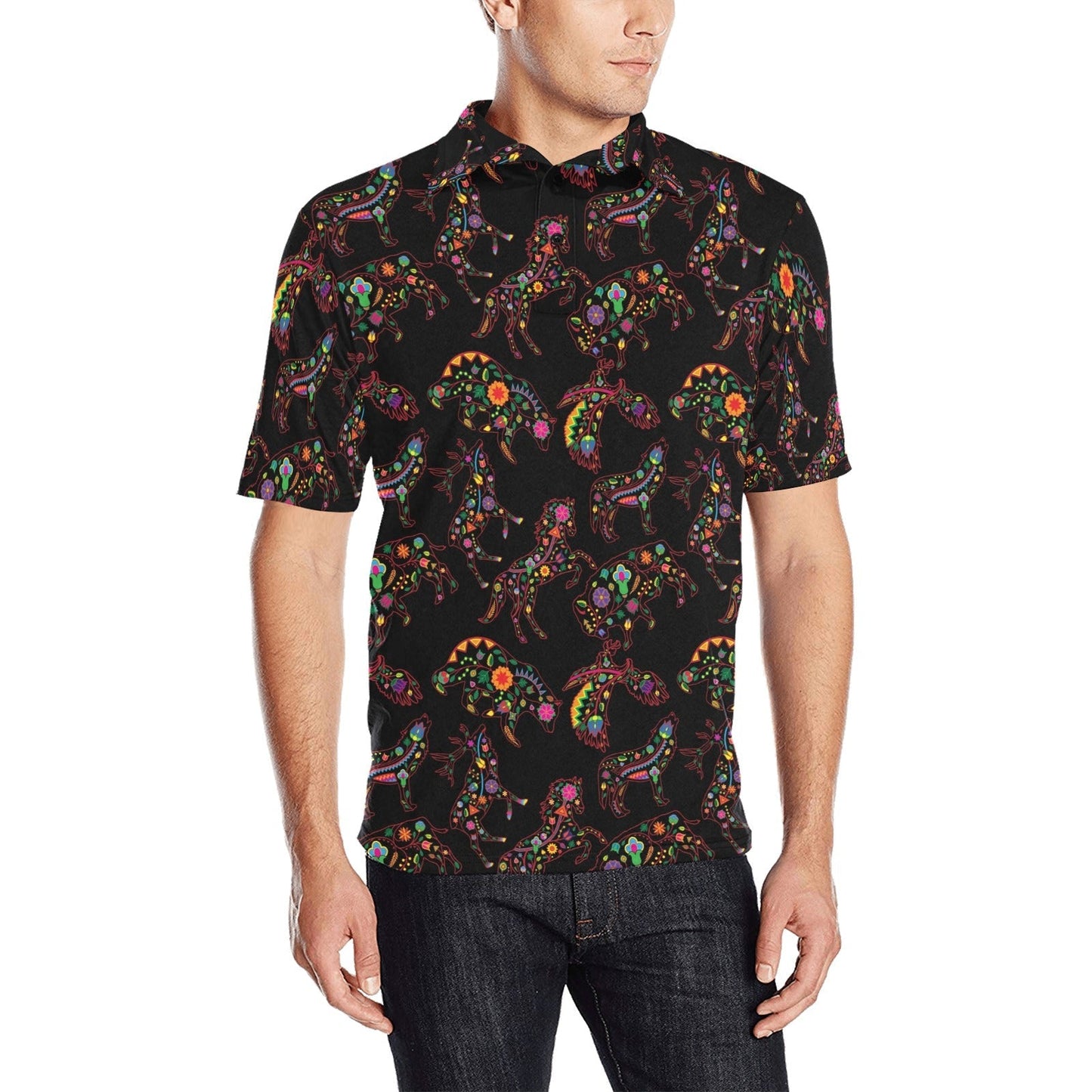 Neon Floral Animals Polo