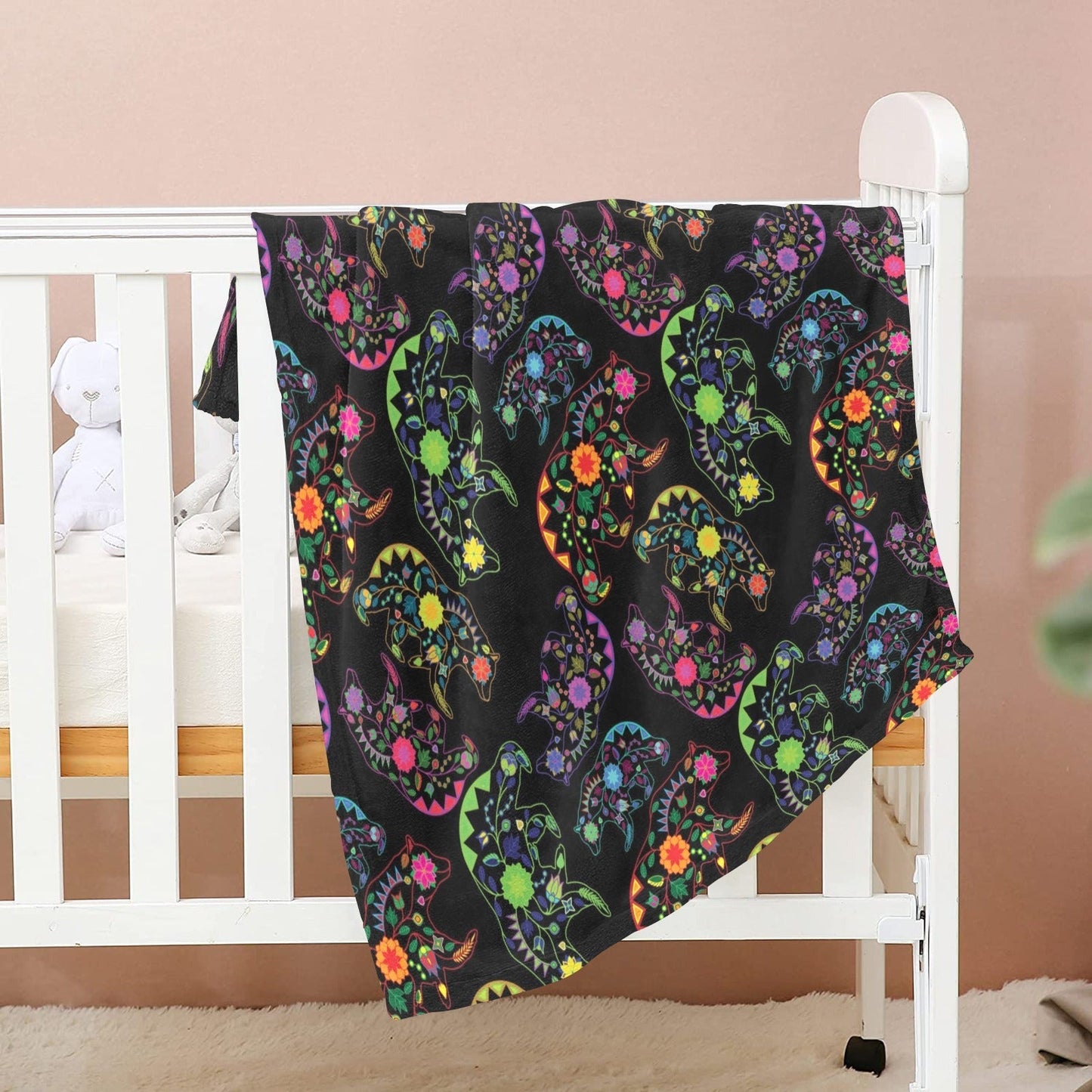 Neon Floral Bears Baby Blanket 40"x50" Baby Blanket 40"x50" e-joyer 