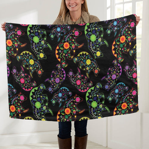 Neon Floral Bears Baby Blanket 40