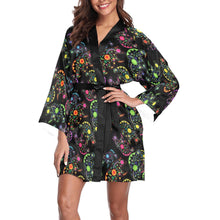 Load image into Gallery viewer, Neon Floral Bears Long Sleeve Kimono Robe Long Sleeve Kimono Robe e-joyer 
