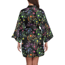 Load image into Gallery viewer, Neon Floral Bears Long Sleeve Kimono Robe Long Sleeve Kimono Robe e-joyer 
