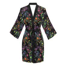 Load image into Gallery viewer, Neon Floral Bears Long Sleeve Kimono Robe Long Sleeve Kimono Robe e-joyer 
