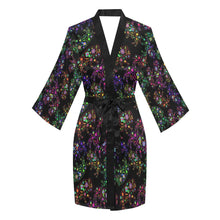 Load image into Gallery viewer, Neon Floral Buffalos Long Sleeve Kimono Robe Long Sleeve Kimono Robe e-joyer 
