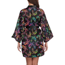 Load image into Gallery viewer, Neon Floral Eagles Long Sleeve Kimono Robe Long Sleeve Kimono Robe e-joyer 
