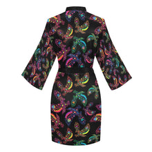 Load image into Gallery viewer, Neon Floral Eagles Long Sleeve Kimono Robe Long Sleeve Kimono Robe e-joyer 
