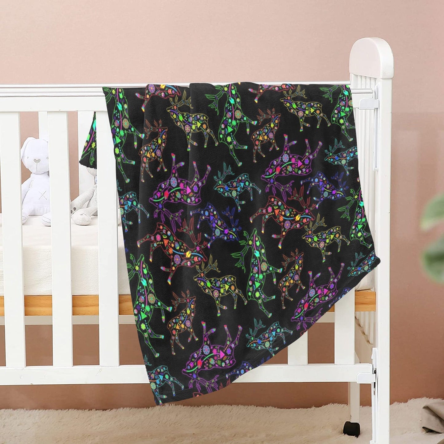 Neon Floral Elks Baby Blanket 30"x40" Baby Blanket 30"x40" e-joyer 