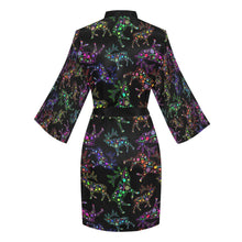 Load image into Gallery viewer, Neon Floral Elks Long Sleeve Kimono Robe Long Sleeve Kimono Robe e-joyer 
