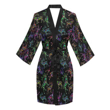 Load image into Gallery viewer, Neon Floral Elks Long Sleeve Kimono Robe Long Sleeve Kimono Robe e-joyer 
