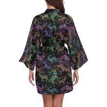 Load image into Gallery viewer, Neon Floral Elks Long Sleeve Kimono Robe Long Sleeve Kimono Robe e-joyer 
