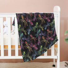 Load image into Gallery viewer, Neon Floral Horses Baby Blanket 30&quot;x40&quot; Baby Blanket 30&quot;x40&quot; e-joyer 
