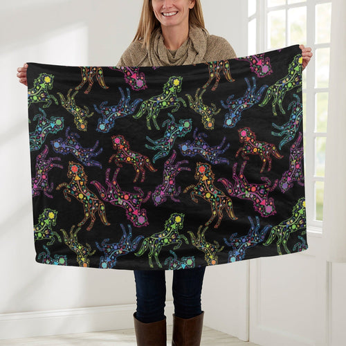 Neon Floral Horses Baby Blanket 30