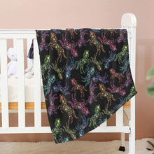 Load image into Gallery viewer, Neon Floral Horses Baby Blanket 40&quot;x50&quot; Baby Blanket 40&quot;x50&quot; e-joyer 
