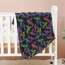 Load image into Gallery viewer, Neon Floral Hummingbirds Baby Blanket 30&quot;x40&quot; Baby Blanket 30&quot;x40&quot; e-joyer 
