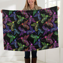 Load image into Gallery viewer, Neon Floral Hummingbirds Baby Blanket 40&quot;x50&quot; Baby Blanket 40&quot;x50&quot; e-joyer 
