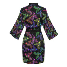 Load image into Gallery viewer, Neon Floral Hummingbirds Long Sleeve Kimono Robe Long Sleeve Kimono Robe e-joyer 
