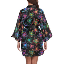 Load image into Gallery viewer, Neon Floral Turtle Long Sleeve Kimono Robe Long Sleeve Kimono Robe e-joyer 
