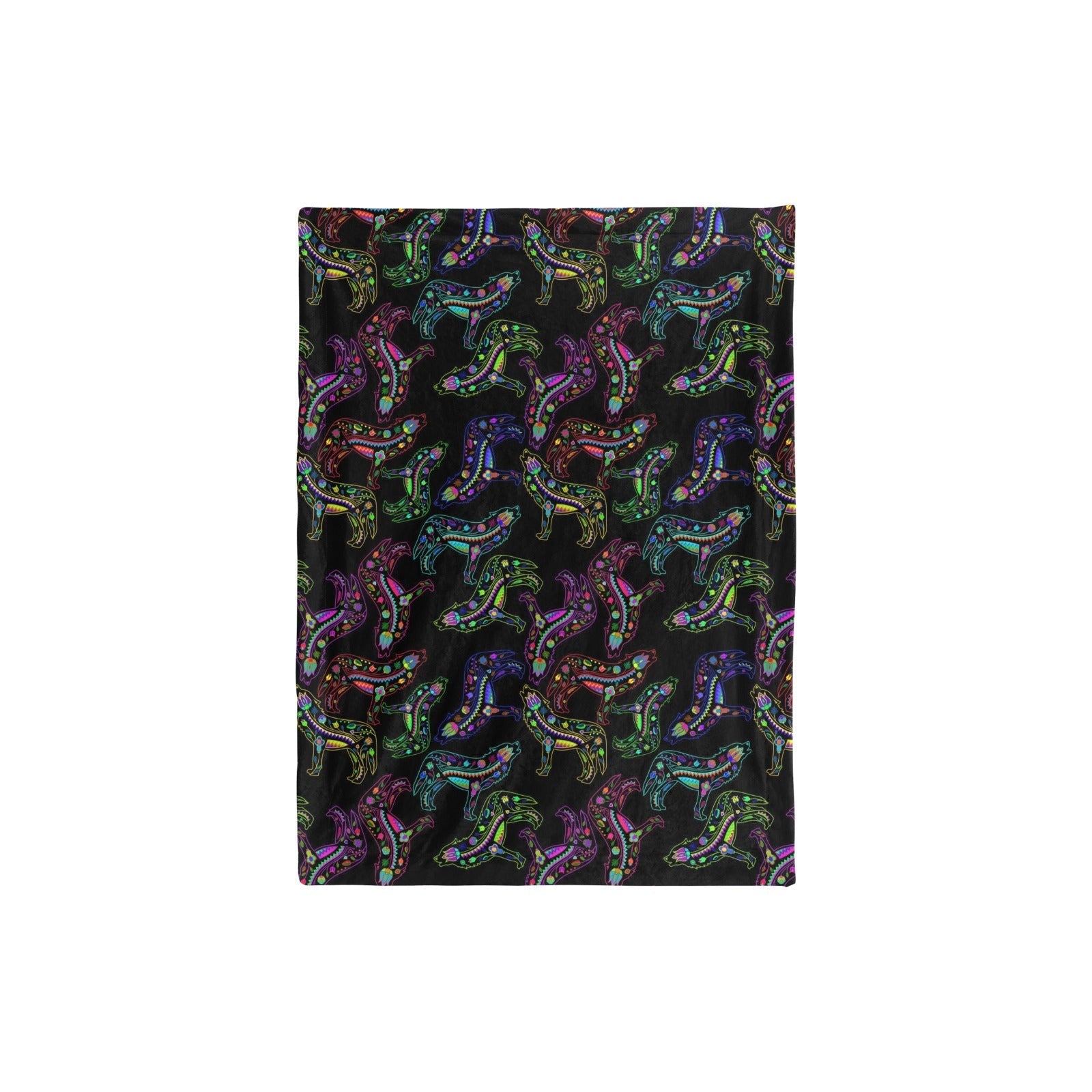 Neon Floral Wolves Baby Blanket 30"x40" Baby Blanket 30"x40" e-joyer 