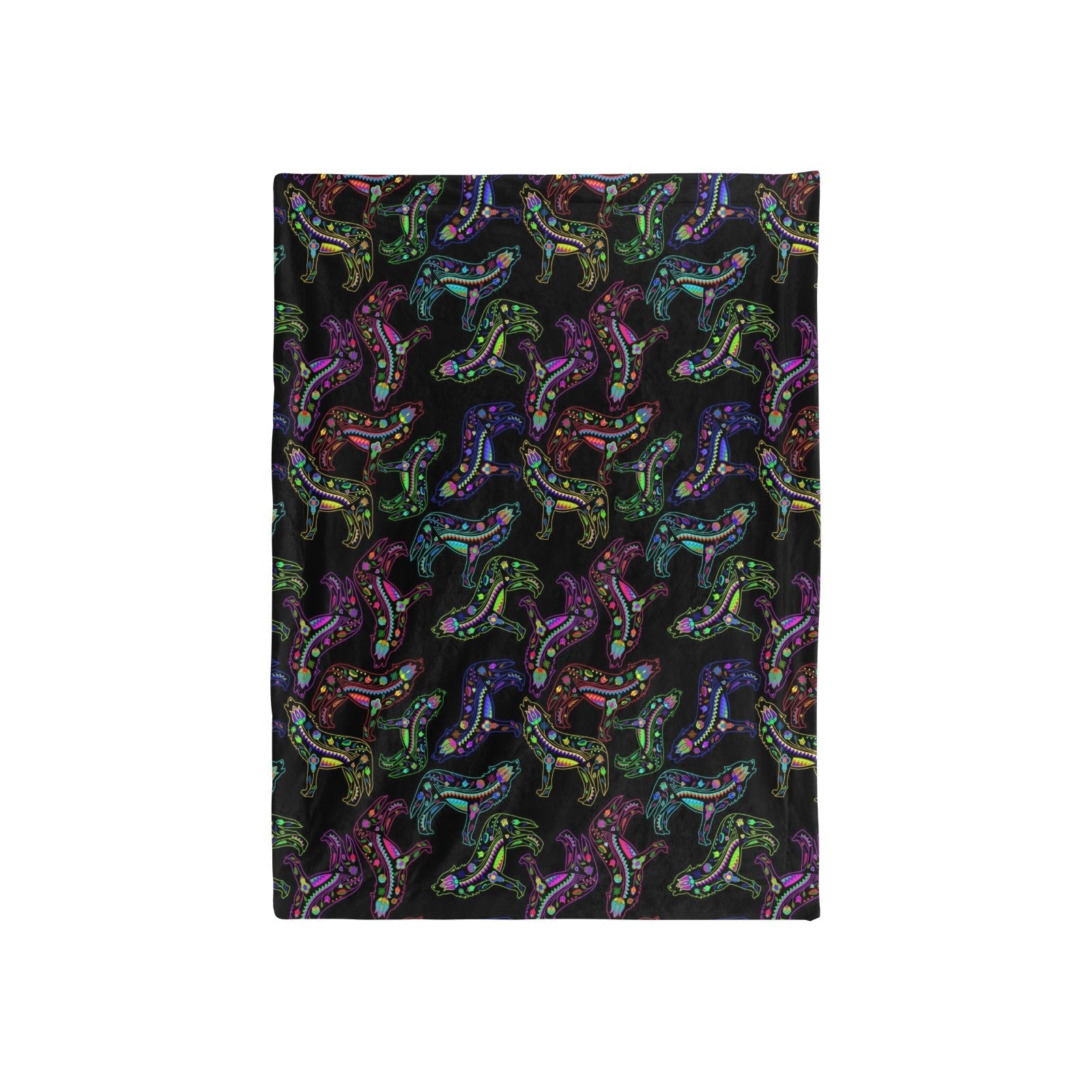 Neon Floral Wolves Baby Blanket 40"x50" Baby Blanket 40"x50" e-joyer 