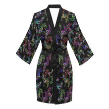 Load image into Gallery viewer, Neon Floral Wolves Long Sleeve Kimono Robe Long Sleeve Kimono Robe e-joyer 
