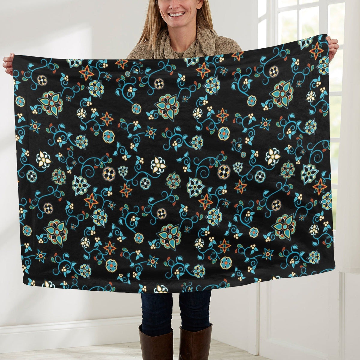 Ocean Bloom Large Baby Blanket by 49 Dzine