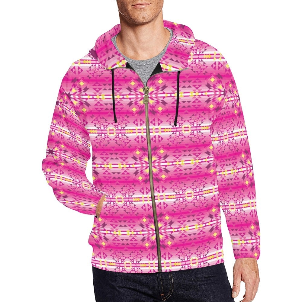 Pink Star Full Zip Hoodie for Men