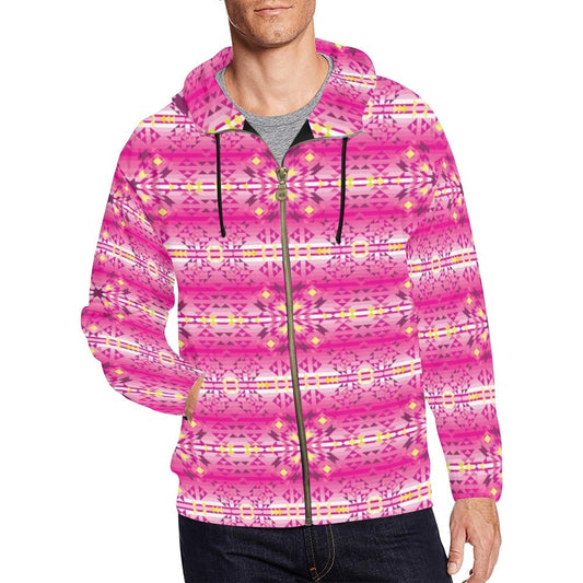 Pink Star Full Zip Hoodie for Men