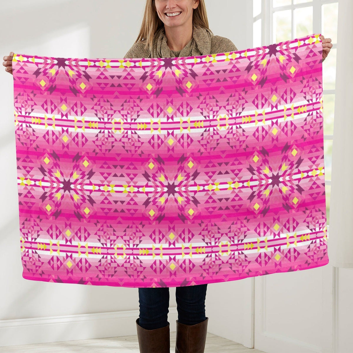 Pink Star Baby Large Baby Blanket by 49 Dzine