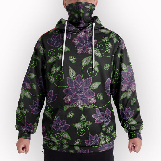Beaded Rose Hoodie With Half Balaclava